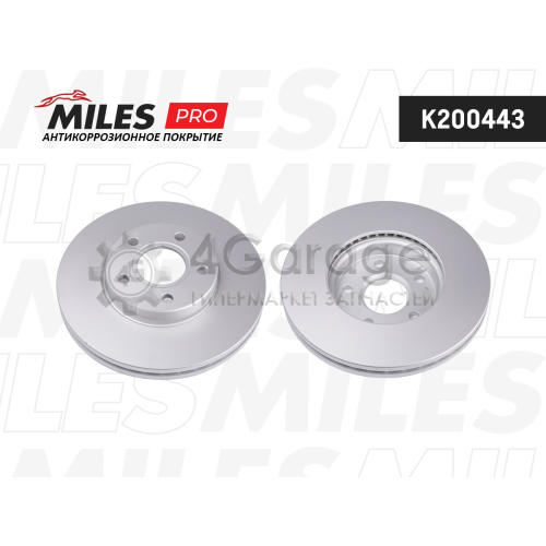 MILES K200443 Диск тормозной передний вентилируемый FORD FOCUS II/III/C-MAX 03-/VOLVO S40 04- (серия PRO с защитным покрытием) (TRW DF4465) K200443