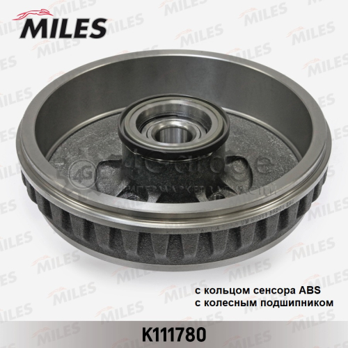 MILES K111780 Барабан тормозной с подшипником и кольцом ABS LADA LARGUS/RENAULT DUSTER/LOGAN