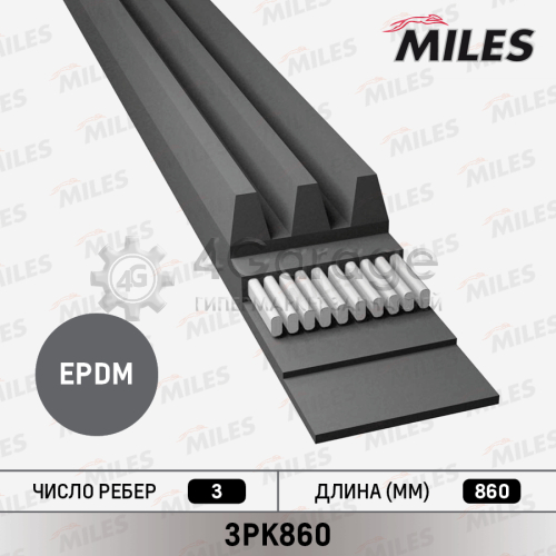 MILES 3PK860 Ремень поликлиновой 3PK860