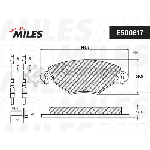 MILES E500617 Колодки тормозные CITROEN C5 1.6D/2.0D/1.8/2.0 01- передние Ceramic