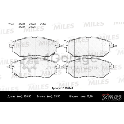 MILES E500248 Колодки тормозные SUBARU LEGACY/OUTBACK/TRIBECA 2.0-3.6 03- передние Ceramic