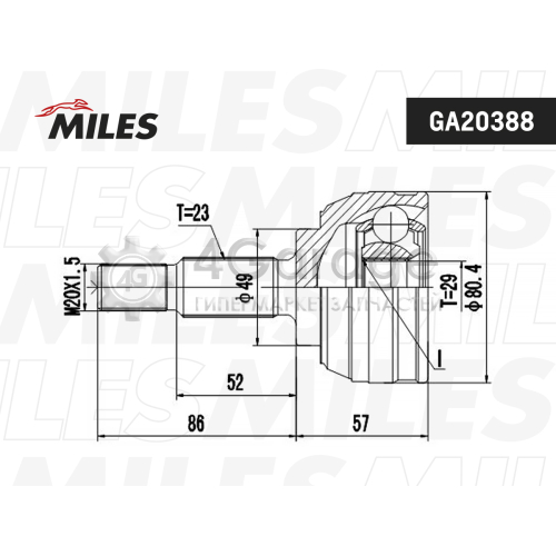 MILES GA20388 ШРУС RENAULT CLIO 1.4-1.5D 04- нар.