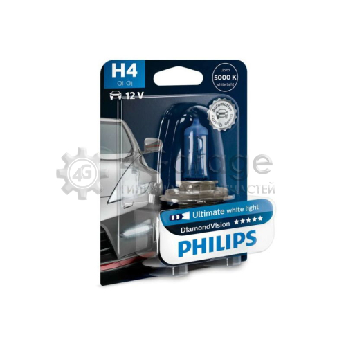 Лампа H4 (60/55W) P43t 38 Diamond Vision 5000K 12V 12342DV B1 53289030 PHILIPS 12342DVB1 в Нижнем Новгороде