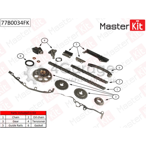 MASTER KIT 77B0034FK Комплект цепи ГРМ NISSAN Almera 1.6i GA14DE/GA16DE 95 00