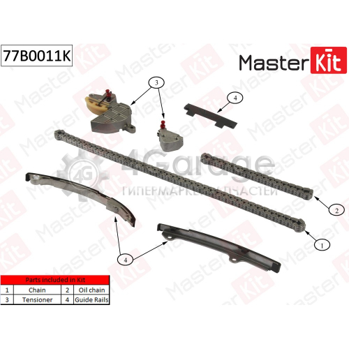 MASTER KIT 77B0011K Комплект цепи ГРМ Nissan Primera/X Trail 2.0i 2.5i (без звездочек) 77B0011K