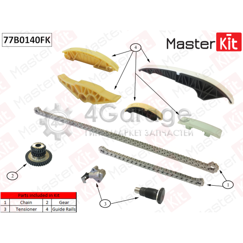 MASTER KIT 77B0140FK Комплект цепи ГРМ Audi A3/SEAT Leon/Volkswagen Golf VII 2.0i CJXC 1.8 TFSI 2012 