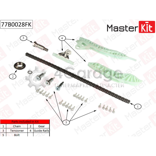 MASTER KIT 77B0028FK Комплект цепи ГРМ CITRO?N/PEUGEOT C3/C4/C5/8FN BMW F20/F30 N13B16A