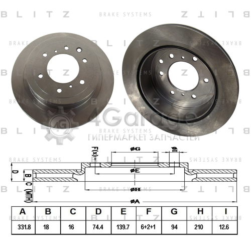 BLITZ BS0381 Диск тормозной задний вентилируемый