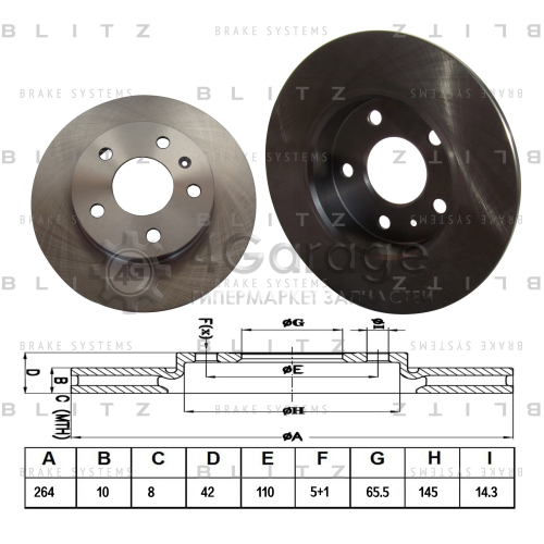 BLITZ BS0159 Диск тормозной задний