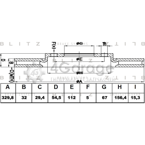 BLITZ BS0392 Диск тормозной передний вентилируемый