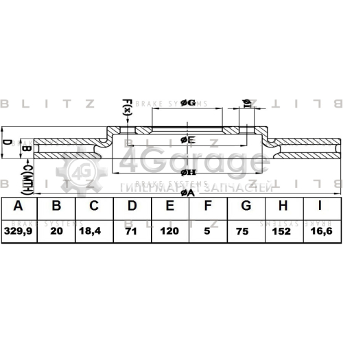 BLITZ BS0428 Диск тормозной задний вентилируемый