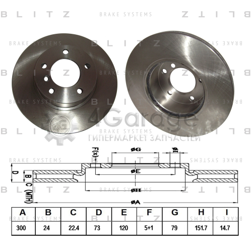 BLITZ BS0214 Диск тормозной передний вентилируемый