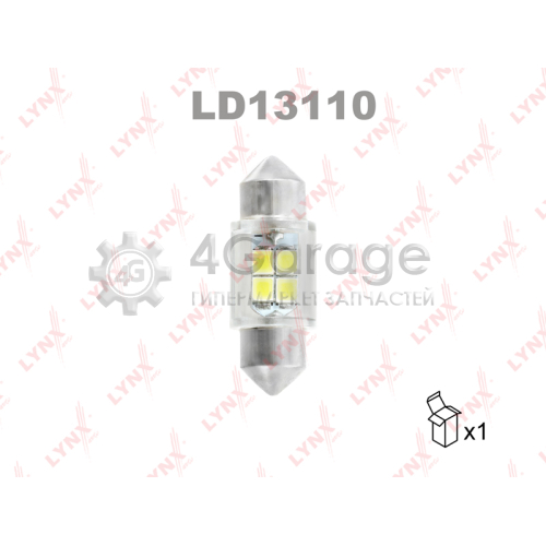 LYNXauto LD13110 Лампа светодиодная LED C10W T11x31 12V SV8,5-8 SMDx4 6800K