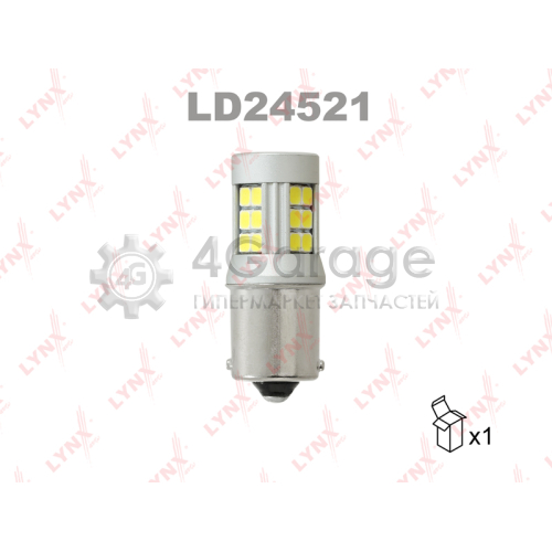 LYNXauto LD24521 Лампа светодиодная LED P21W S25 24V BA15s SMDx27 6200K