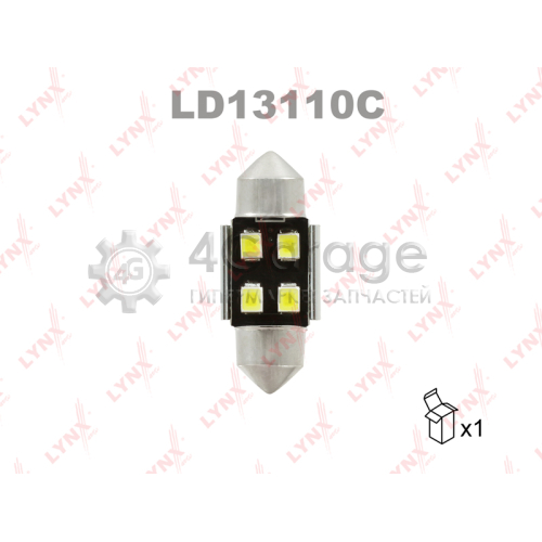 LYNXauto LD13110C Лампа светодиодная LED C10W T11x31 12V SV8,5-8 SMDx4 7000K CANbus