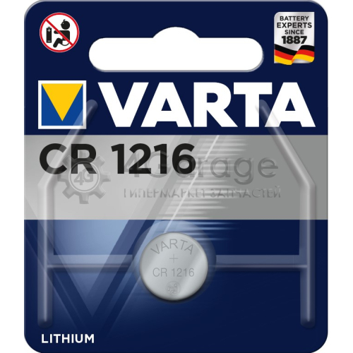 VARTA 06216101401 Батарейка литиевая VARTA LITHIUM тип CR1216 3V упаковка 1 шт