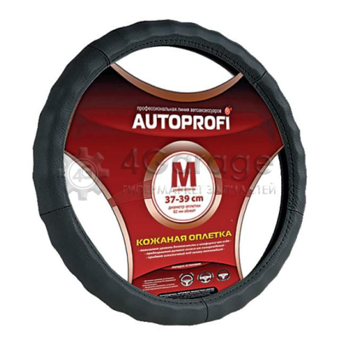 AUTOPROFI AP265BKM AP 265 BK (M)_оплетка руля натуральная кожа ребристая чёрный разм. М\