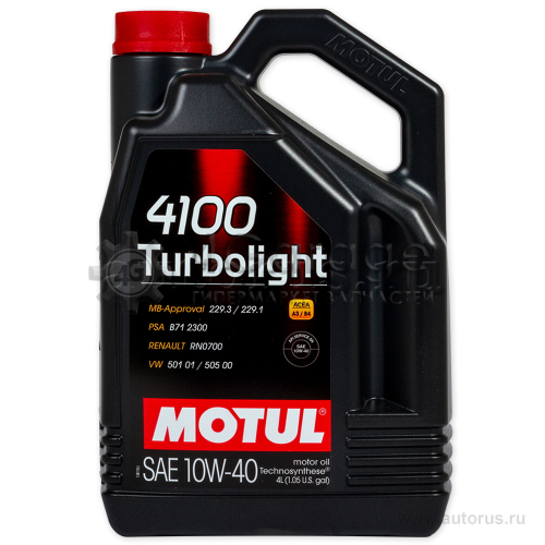 MOTUL 109462 109462 Мотор\масло 4100 TURBOLIGHT 10W40 4*4л MOTUL арт. 109462