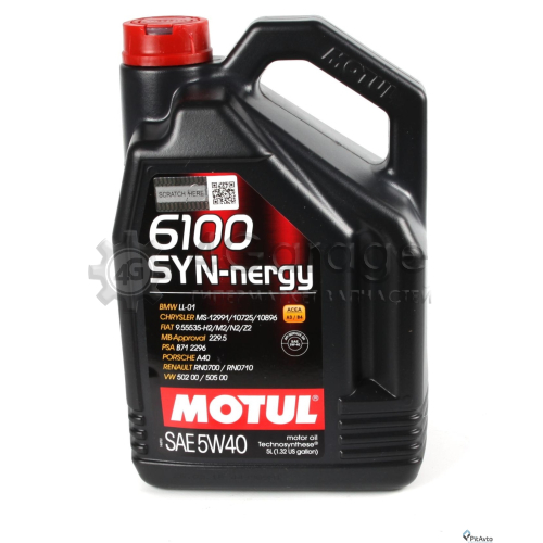 MOTUL 107979 MOTUL 107979 Моторное масло motul 6100 syn nergy 5w40 синтетическое 5 л 107979