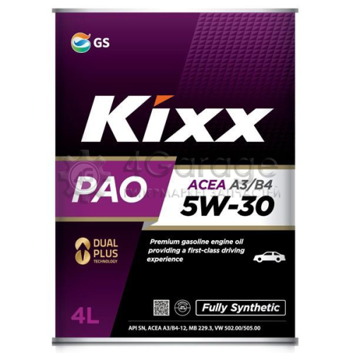 KIXX L209044TE1 Масло моторное Kixx PAO 5w-30 API SN/CF, ACEA A3/B4 4л L209044TE1