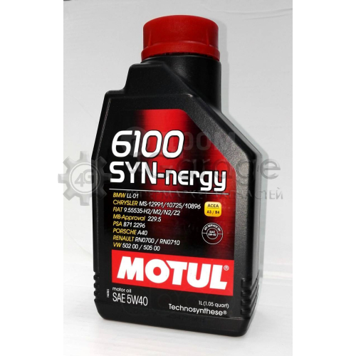 MOTUL Motul 5w40 (1l) 6100 Synergie _Моторное масло Полусинт Api Sn/Cf Acea A3/B4 MOTUL 107975 в Нижнем Новгороде