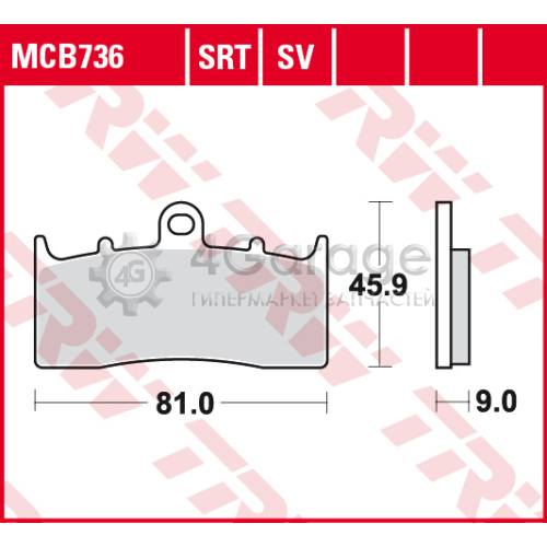 TRW MCB736SV Торм.колодки дисковые пер./зад. 81x45 9x9 MOTO