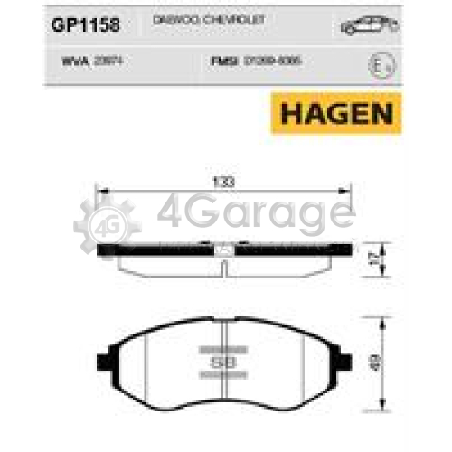 Hi-Q (SANGSIN) GP1158 Колодки передние CHEVROLET AVEO (T200/250) GP1158