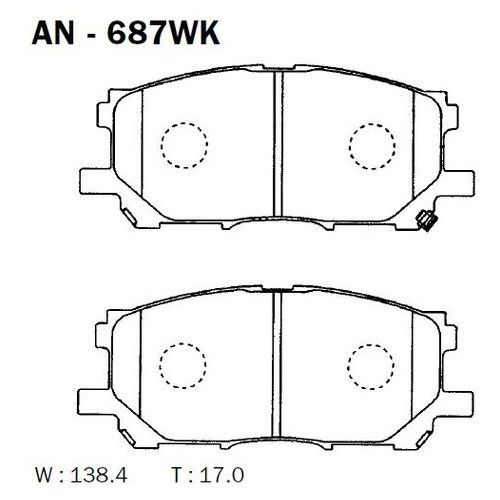 AKEBONO AN687WK Комплект тормозных колодок дисковый тормоз Standard