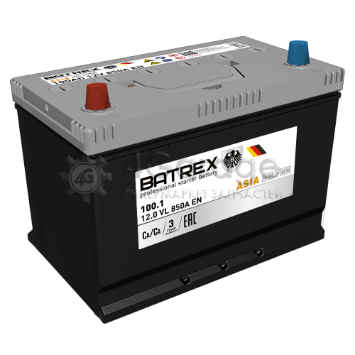 Batrex Аккумулятор Asia Silver 100 Ah, 850 A, 304 Х 175 Х 221 Прям. BATREX 4610082700383 в Нижнем Новгороде