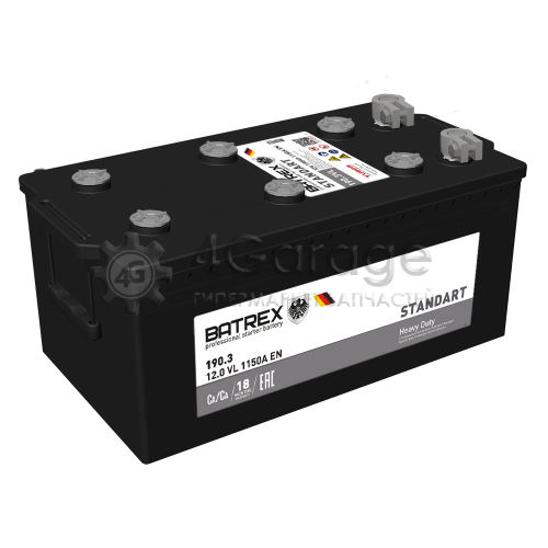 Batrex Аккумулятор Standart 190 Ah, 1150 A, 513 Х 225 Х 218 BATREX 4610082700680 в Москве
