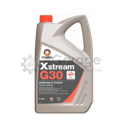 COMMA XSM5L Антифриз Comma XSTREAM G30 (G12+) красный раствор охлаждающей жидкости XSM5L, 5 л